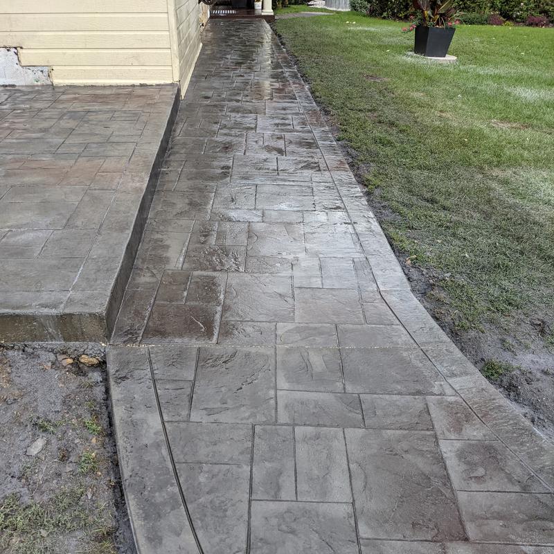 Coloured and stamped slate patio
