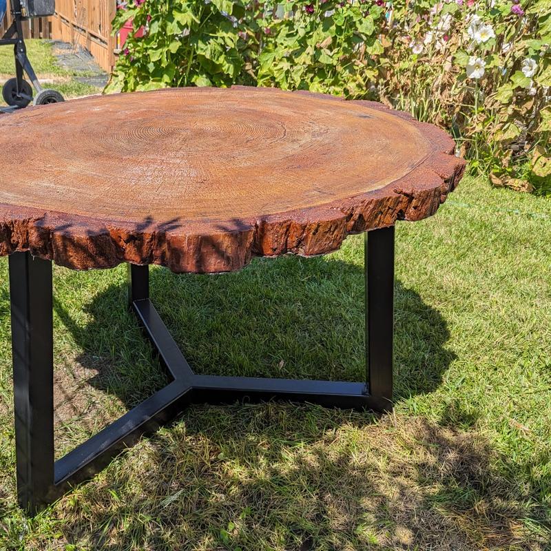 Concrete tree stump table