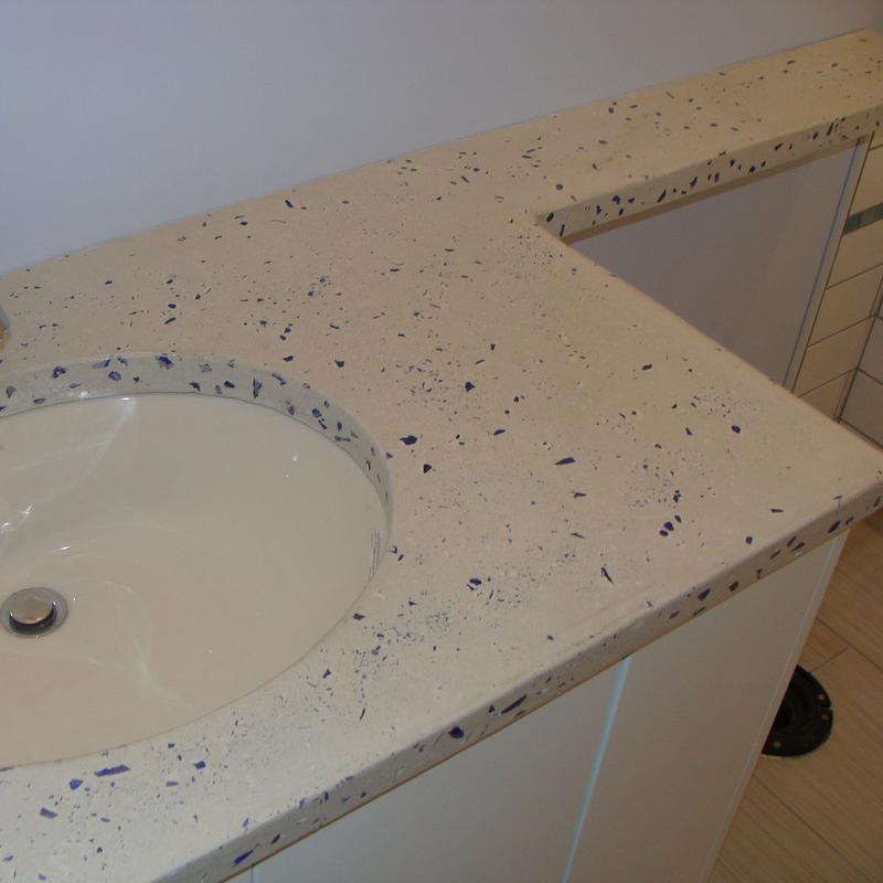 Glass terrazzo concrete vanity