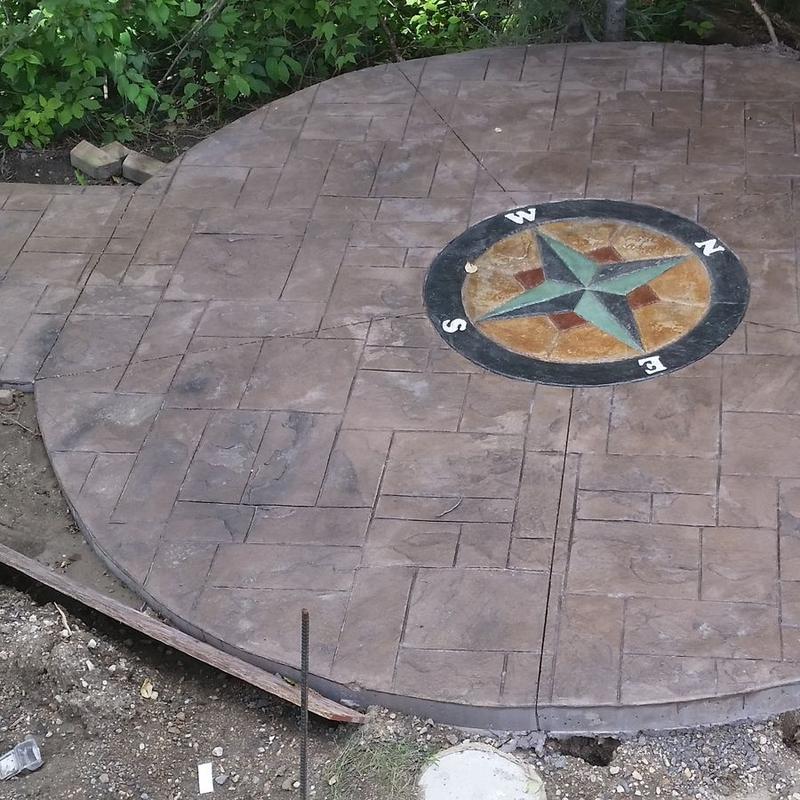 Outdoor firepit pad with compass