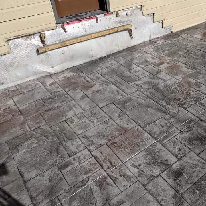 Slate stamped concrete patio