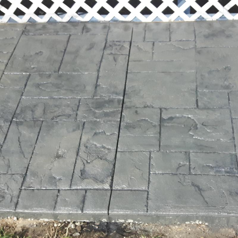 Slate-stamped sidewalk