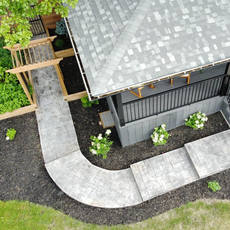Stamped and coloured concrete patio