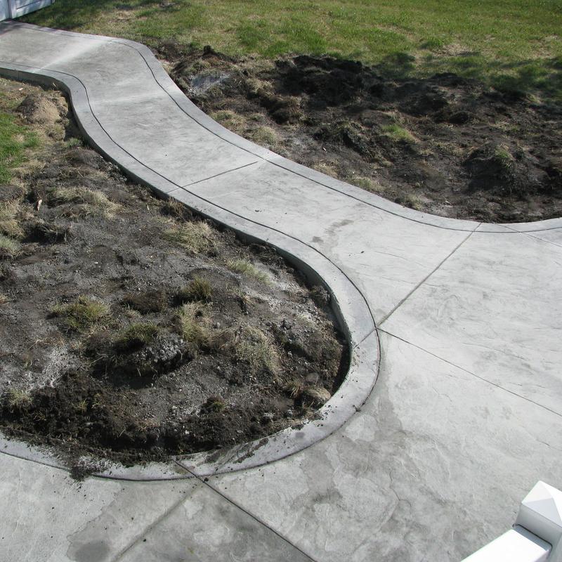 Stamped sidewalk with border