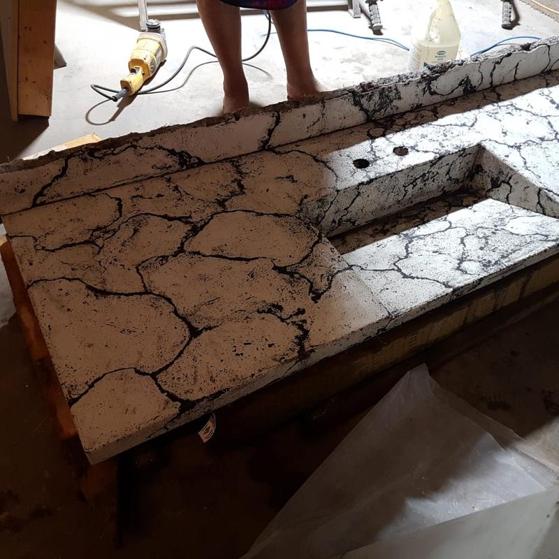 Veined bathroom vanity with backsplash