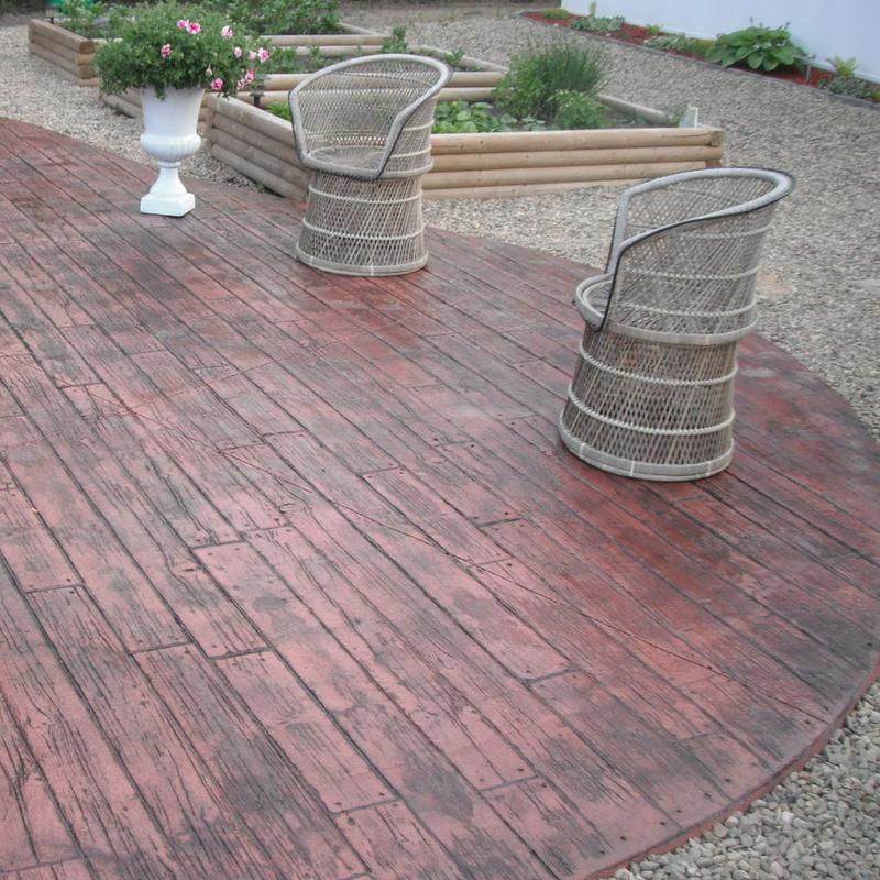Wood plank stamped firepit