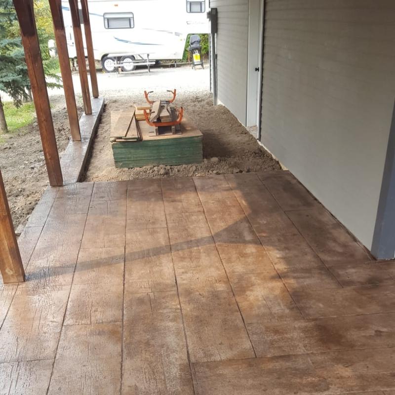 Wood plank stamped porch