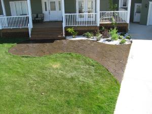 Flagstone stamped concrete sidewalk