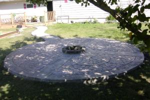 Stamped decorative concrete firepit