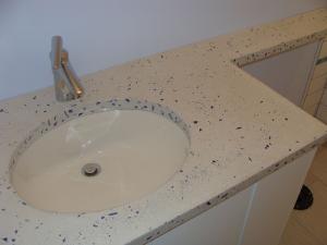 White concrete countertop sink